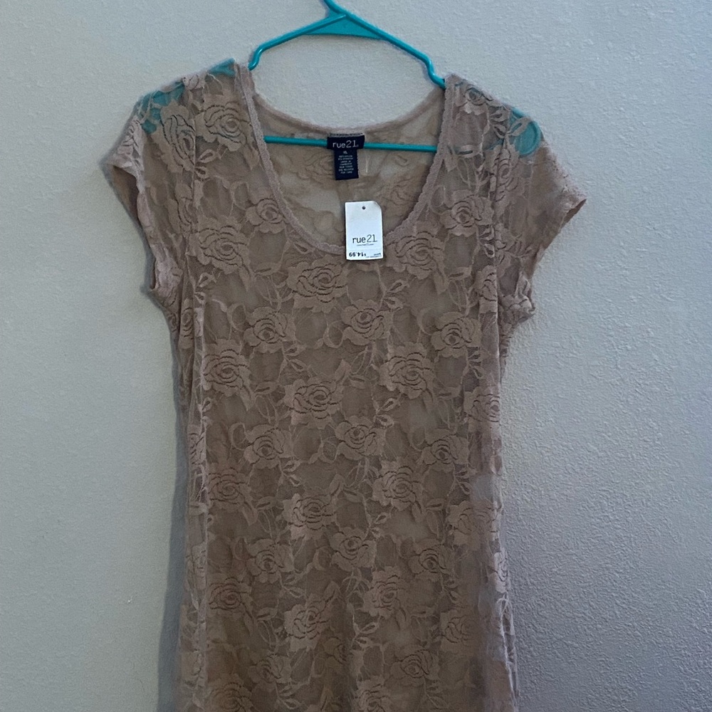 Sheer lace tan top